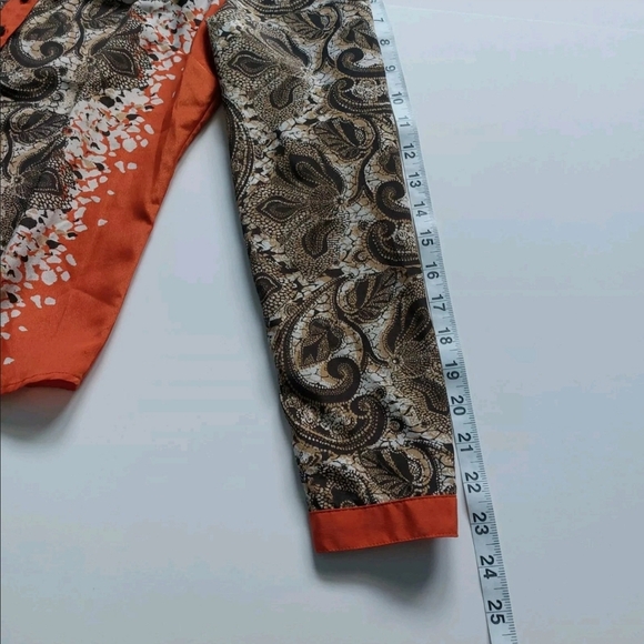 Liz Claiborne Women's Paisley Print Top orange and Brown Women's Long Sleeve S - Picture 5 of 7
